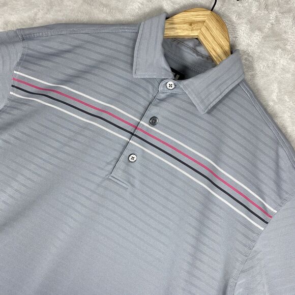 FootJoy Mens‎ Polo Shirt Large Gray Polyester Short Sleeve Regular Fit Collared - Picture 1 of 7